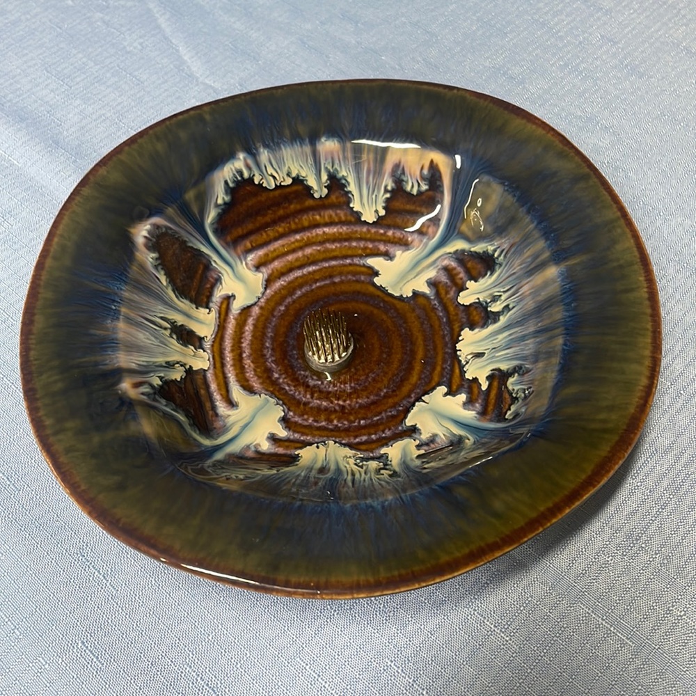 Bill Campbell pottery flower frog bowl